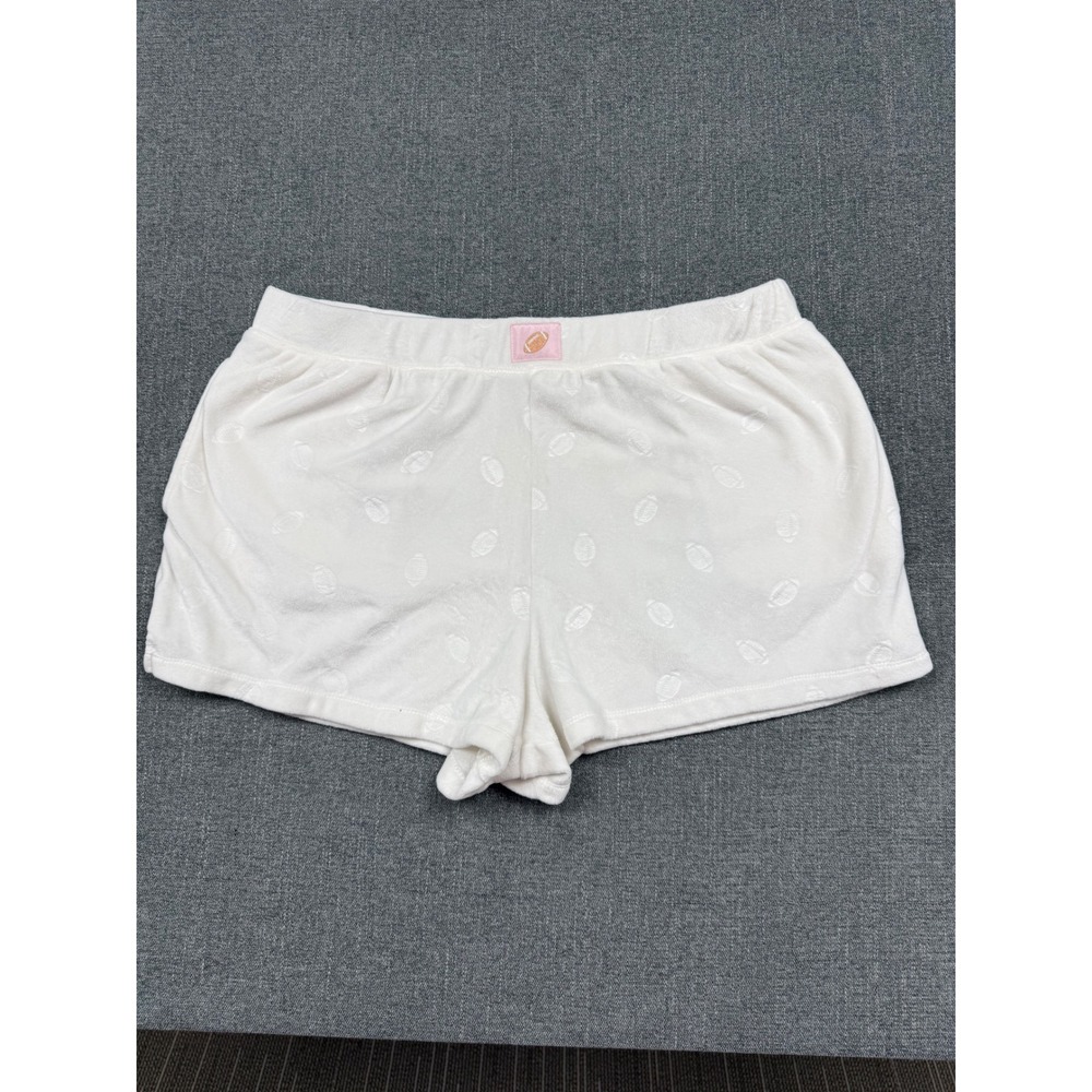 Way to Celebrate Halloween White Plush Football Lounge Shorts Womens XL 16-18